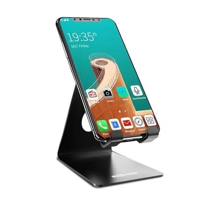 Universal Mobile Holder Stand with Metal Body, Anti Skid Design, Light Weight for All Smartphones, Tablets, Kindle, iPad(Black)