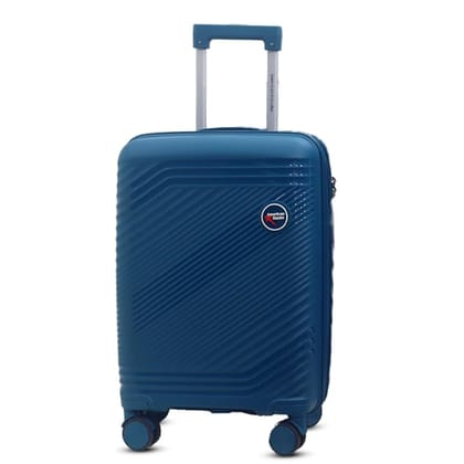 AMERICAN TRAVELLER Tourisalined Trolley Bag| Polypropylene Hard Shell Luggage | Waterproof & Expandable Suitcase for Travel | 8 Smooth Spinner Wheels | Durable Travel Trolley Bag Set (20, Blue)