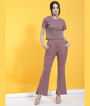 Rigo Women Self Design Top With Trousers Co-Ord Set ( Mauve )