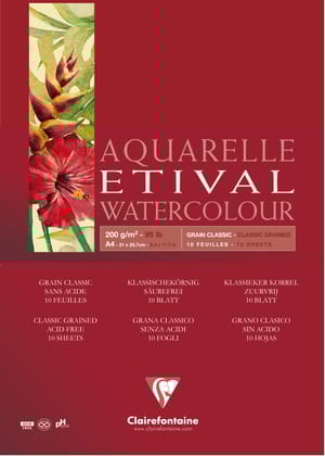 Clairefontaine Fine Art Etival Classic Grained 200g Watercolour Paper Pad-A5