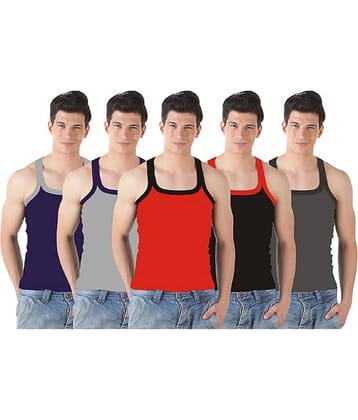 INNERO Pack of 5 Cotton Basic Vest For Men ( Multicolor )