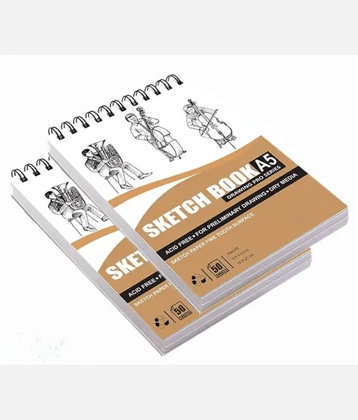 50 Sheet A5 Sketchbook Set of 2-5.8 x 8.3 Inch | Top Spiral-Bound Sketchpad for Artists | Sketching and Drawing Free Paper, for Doodling