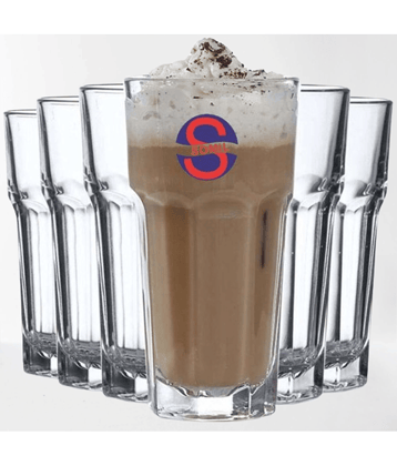 AFAST Party Glass/Beer Mug Glass Plain Glasses Set 350 ml ( Pack of 6 ) Transparent