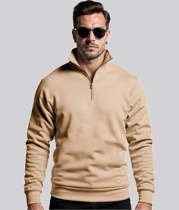 fashion and youth Fleece High Neck Men's Sweatshirt - Beige ( Pack of 1 )