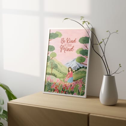 Be Kind To Your Mind Wall Art Frame-8 X 10 inches / White Frame
