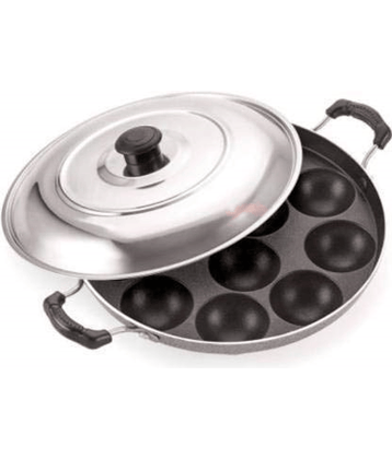 Visaxmi Non-Stick Stainless Steel Appam Patra Induction Bottom with Steel Lid 30 cm Diameter 0.5 Ltr