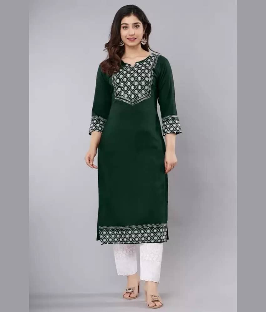 P PRIYA FASHION - Maroon Rayon Women's Straight Kurti ( Pack of 1 )