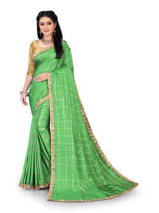 Generic Women's Sana Silk Saree with Blouse (Green, 5 - 6 Mtrs)