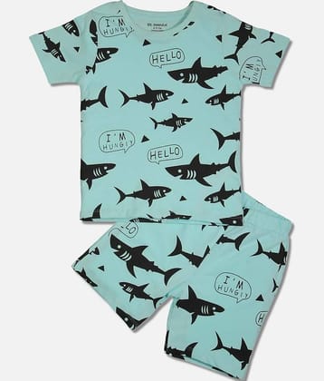 Be Awara Pack of 1 Boys Cotton T-Shirt & Shorts Set ( Blue )