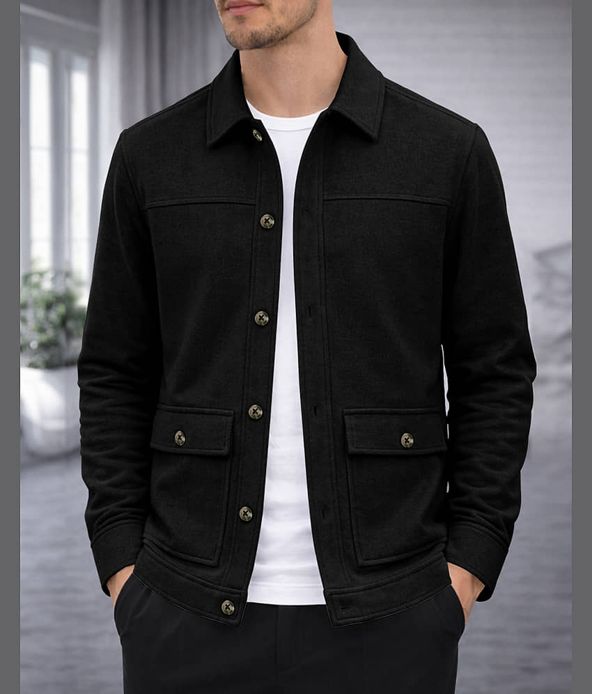 Eyebogler Polyester Relaxed Fit Solids Full Sleeves Men's Casual Shirt - Black ( Pack of 1 )