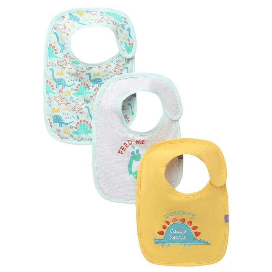 Dino Print Baby Boy Toddler Bib (Pack of 3)-0-3 M / Multicolor