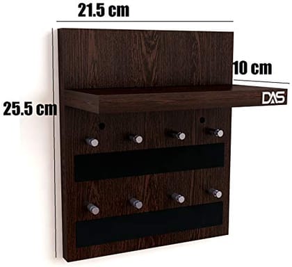 DAS Wall Mounted Home Décor Key Chain Holder/Organizer Key Hooks with Wall Shelf Display Rack Wenge (8 Knobs)- Larose DAS Wall Mounted Home Décor Key Chain Holder/Organizer Key Hooks with Wall Shelf Display Rack Wenge (8 Knobs)- Larose