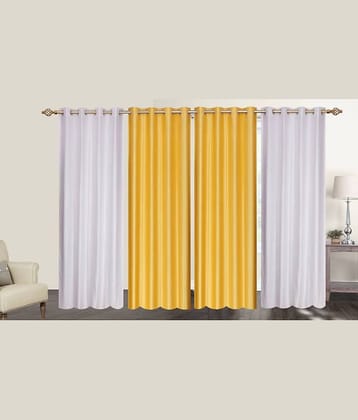 N2C Home Solid Semi-Transparent Eyelet Curtain 5 ft ( Pack of 4 ) - Multicolor