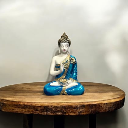 Meditating Buddha Idol Resin Statue The Best Gift for Friends Home Decor Height 12 Inches-Poly Resin