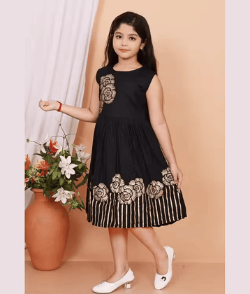 DS DRESSES Cotton Blend Frock For Girls ( Pack of 1 , Blue )
