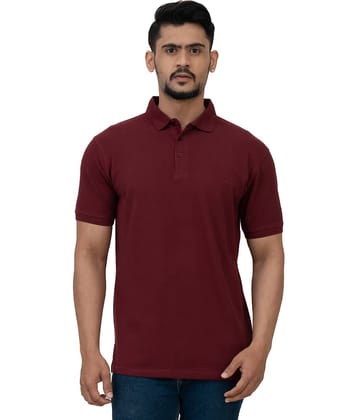 Cotstyle Pack of 1 Cotton Blend Regular Fit Solid Half Sleeves Men's Polo T Shirt ( Maroon )