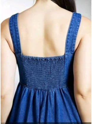 Women's Casual Denim Sleeveless Dress (Blue, XL)-PID63354 Women's Casual Denim Sleeveless Dress (Blue, XL)-PID63354