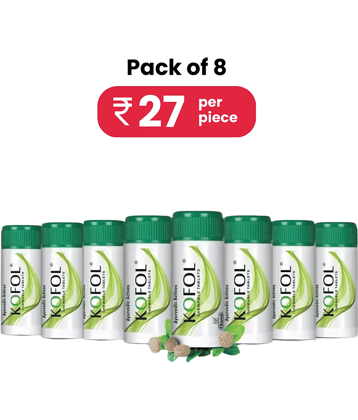 Kofol Chewable Ayurvedic Tablets For Cough Sore Throat & Bad Breath (60 Tablets) Pack of 8