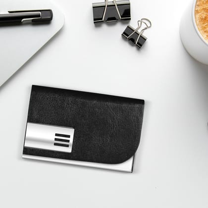 Small Pocket-Sized Metal ID, Credit-Debit Card Holder with Magnetic Shut Button for Men & Women-B