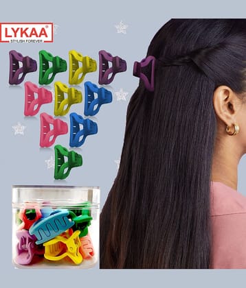 Lykaa Stylish Premium Matte Plastic Hair Clutcher/Claw Clip, For Women & Girls with Box of 10 Pieces