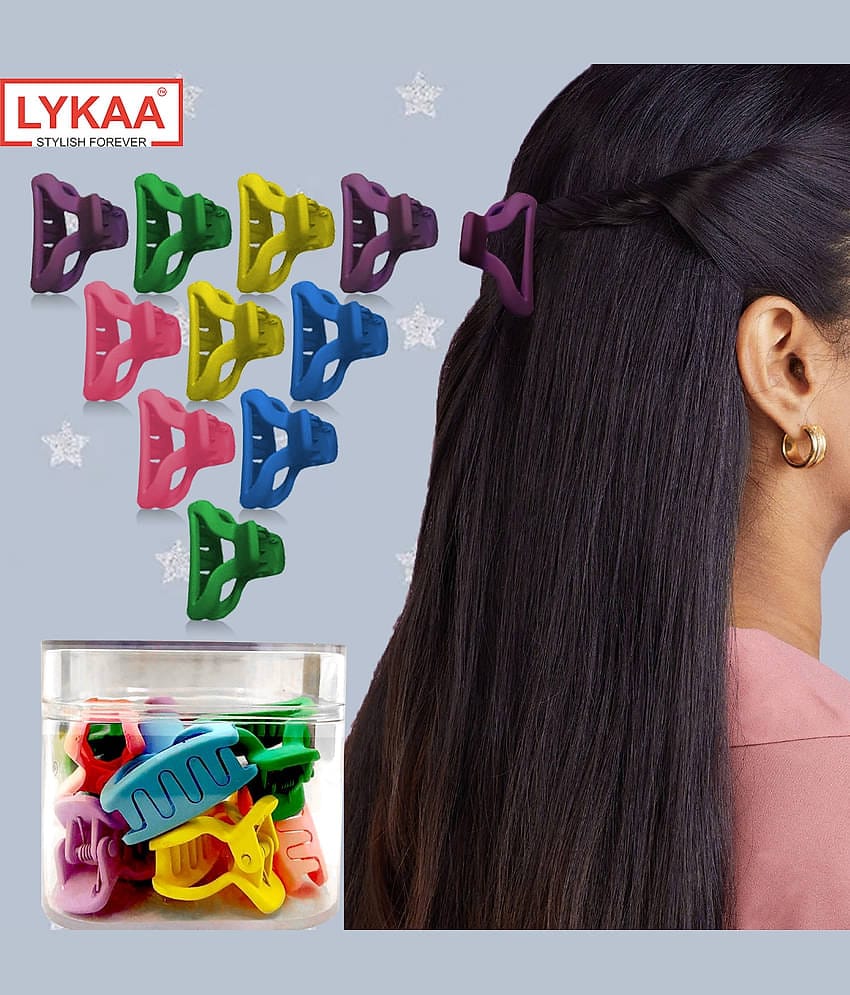 Lykaa Stylish Premium Matte Plastic Hair Clutcher/Claw Clip, For Women & Girls with Box of 10 Pieces
