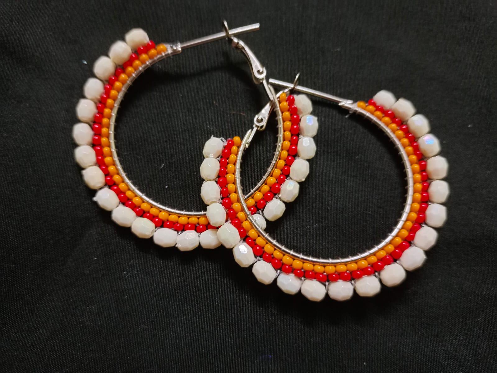 Vibrant Seed Bead Hoop Earrings - Customizable & Lightweight