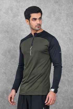 Active Two-Tone 1/4 zip - Olive/Black-S