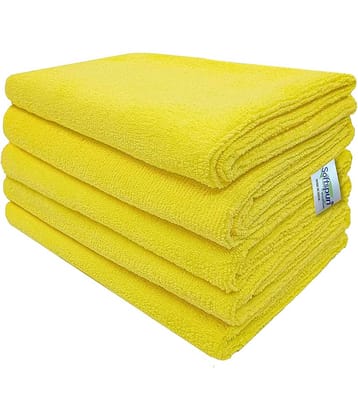 SOFTSPUN Microfiber Cloth - 2 pcs - 40x60 cms - 340 GSM Yellow - Thick Lint & Streak-Free Multipurpose Cloths - Automotive Microfibre Towels for Car Bike Cleaning Polishing Washing & Detailing