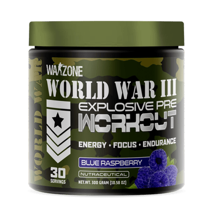 Warzone Nutrition I World War-III I Explosive I Pre Workout I Energy I Focus I Endrance I 30 Servings I Nutraceutical I Blue Raspberry I 300 GM
