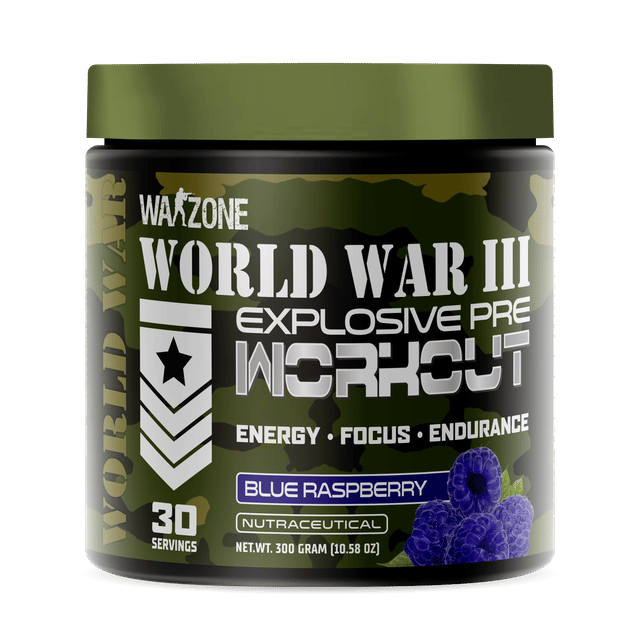 Warzone Nutrition I World War-III I Explosive I Pre Workout I Energy I Focus I Endrance I 30 Servings I Nutraceutical I Blue Raspberry I 300 GM