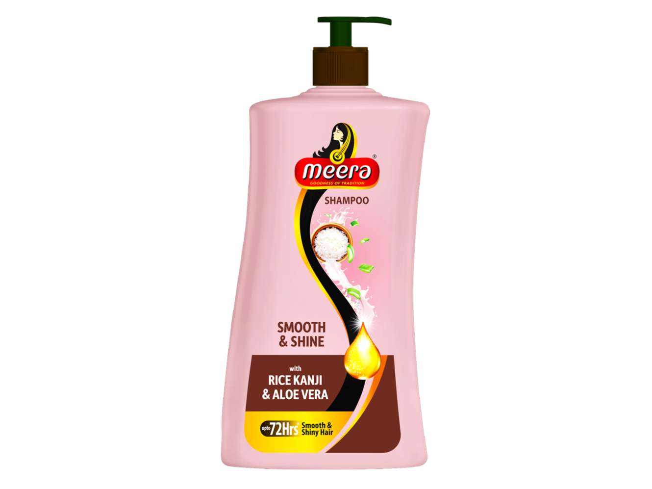 Meera Smooth & Shiny Shampoo with Rice Kanji & Aloe Vera, 650 ml - Up to 72H Smoothness & Shine For Men & Women