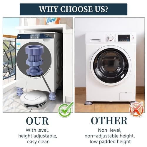 Washing Machine Vibration Pads - Adjustable Dryer Shock & Noise Cancelling Pads, Anti Vibration Pads for Washing Machine Support 4 Pcs