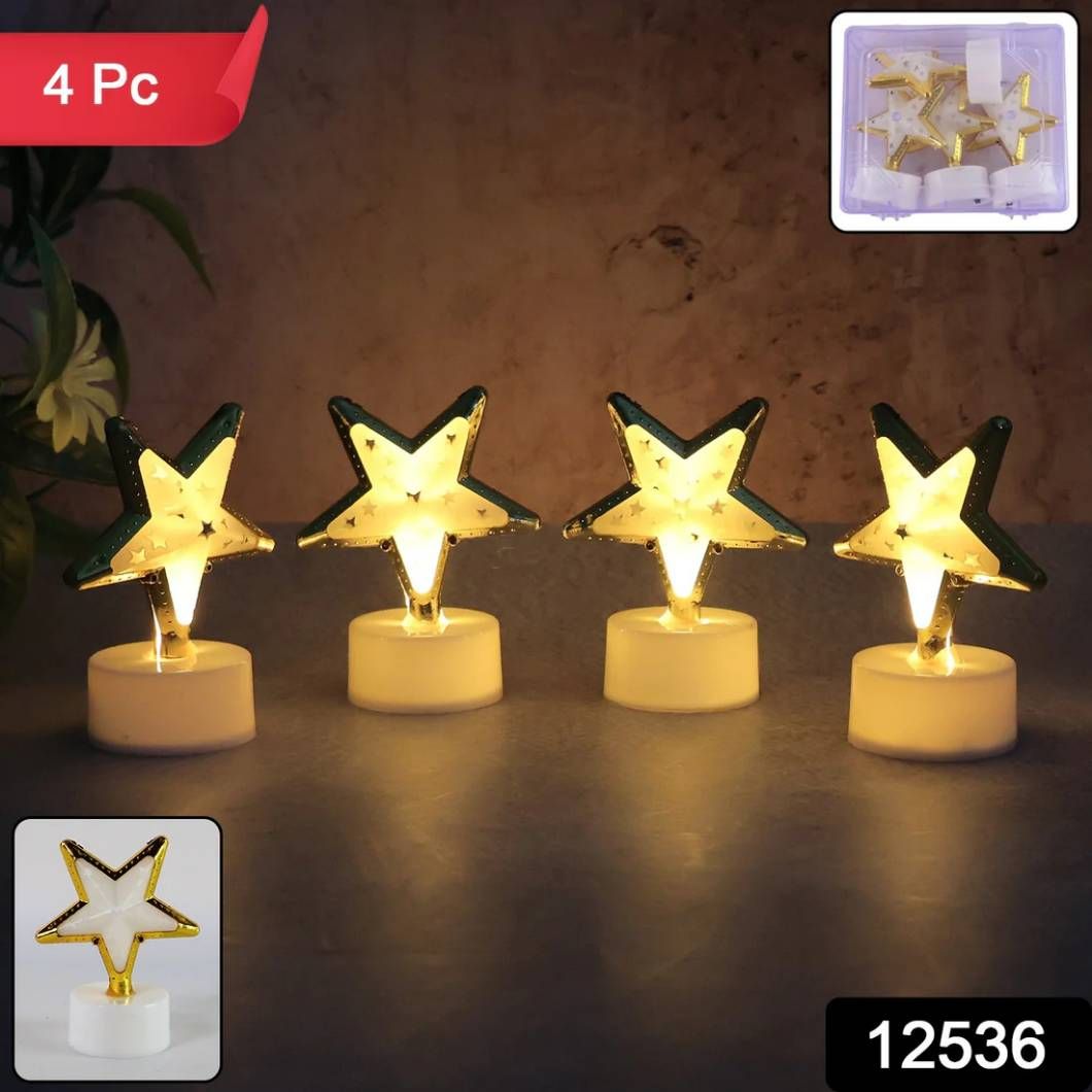 Decorative Star Shaped Flameless LED Candles (4 Pcs)