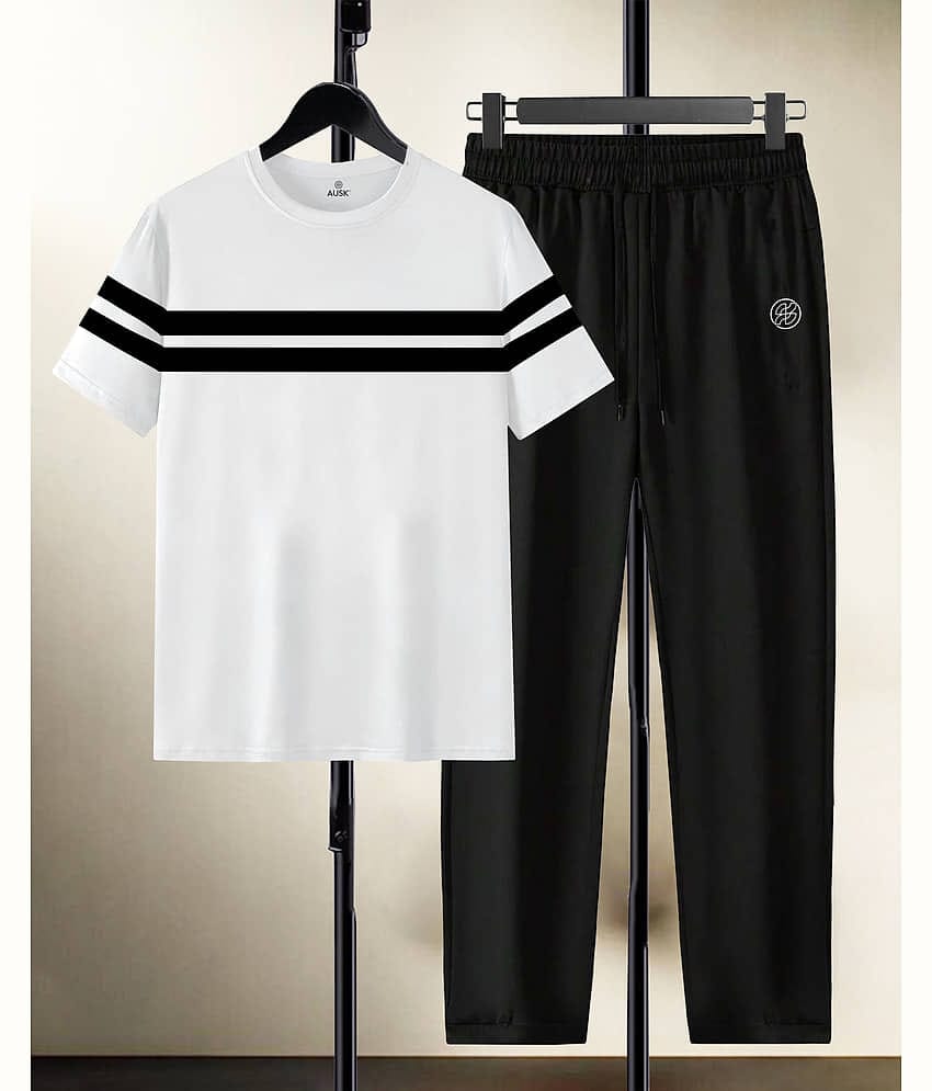 AUSK Black Cotton Blend Relaxed Fit Men's Tracksuit ( Pack of 1 )