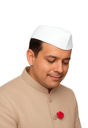 White Ghandi Neharu caps for men and women Color - White, Size - free Size