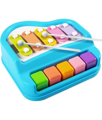 Non Battery 2 in 1 Mini Piano and Xylophone Toy with Colorful Keys & 2 Mallets for Babies/Girls/Boys/Kids/Gifts | Multicolor (Battery Not Required)