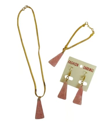Nature-Inspired Pink Flower Resin Jewelry Set - Moon Pendant Necklace, Bracelet & Earrings Nature-Inspired Pink Flower Resin Jewelry Set - Moon Pendant Necklace, Bracelet & Earrings