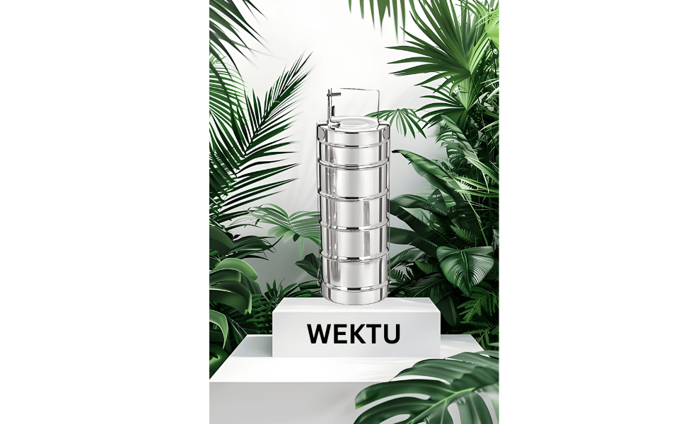 WEKTU Tiffin Carrier-5 Tire 5 Containers Stainless Steel Office Lunch Box (250 ml)