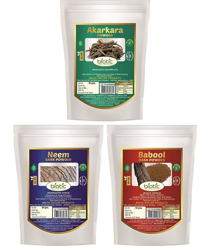 Biotic Neem Bark , Babool Bark and Akarkara Powder Powder 150 gm