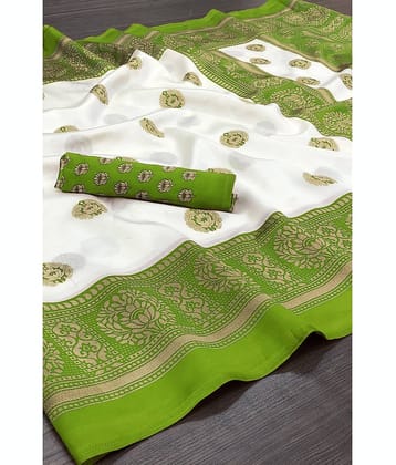 Saadhvi Cotton Silk Printed Saree With Unstitched Blouse Piece ( Green )