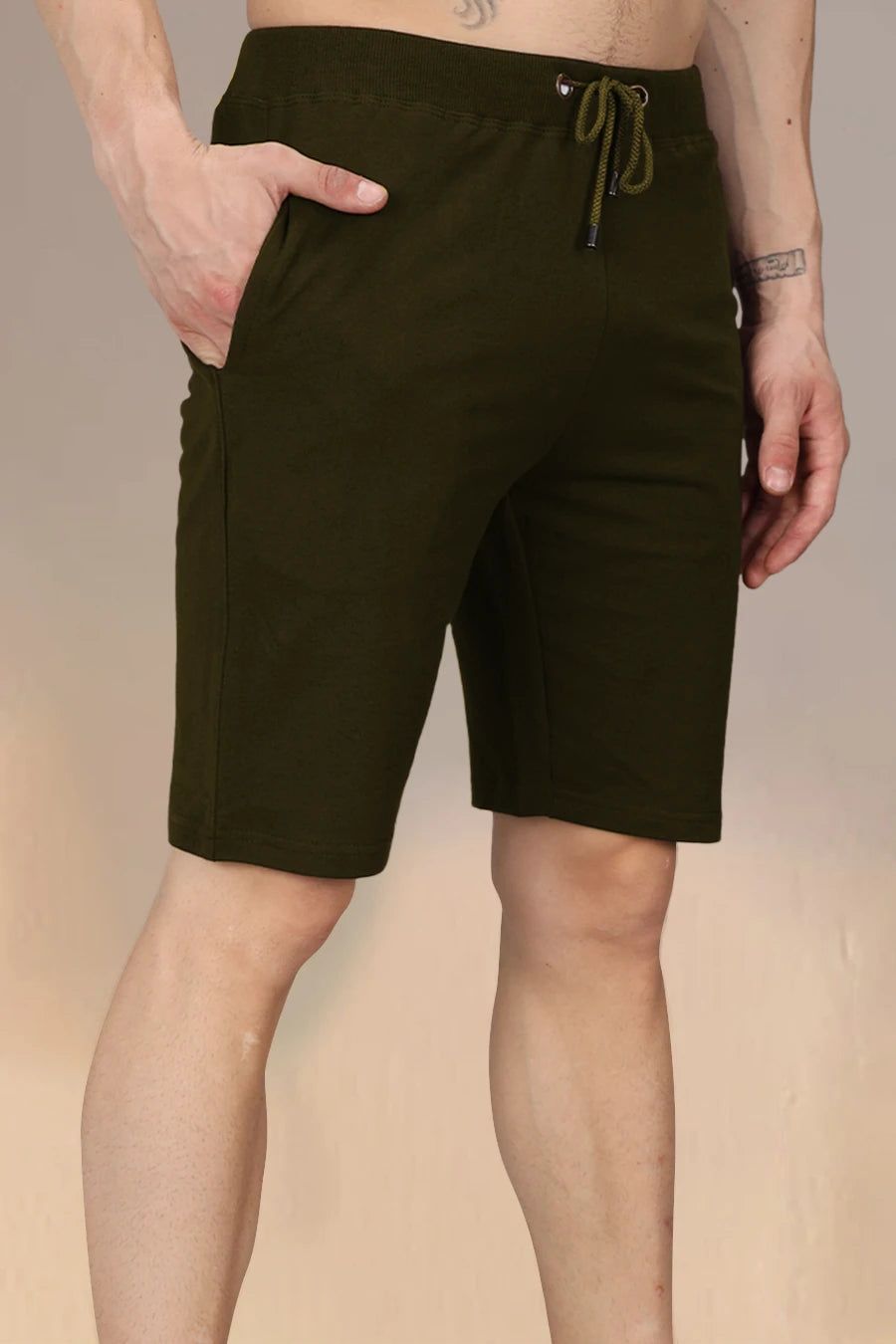 Olive Green - Terry Shorts-S
