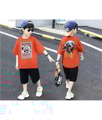 Billyball Pack of 1 Boys Cotton Blend T-Shirt & Shorts Set ( Red )