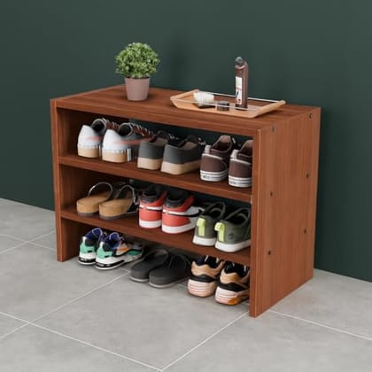 Enigmatic Woodworks Wooden Shoe Rack for Home, Chappal Slippers Organizer Stand I 3-Tier I Finish-Suede DIY