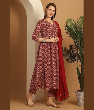 Rajnandini Rayon Printed Kurti With Pants Women's Stitched Salwar Suit - Multicolor ( Pack of 1 )