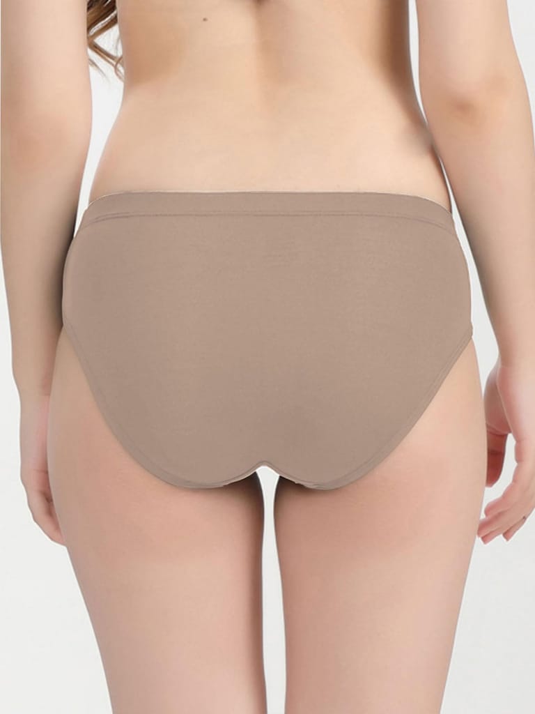 Freecultr Women’s Micromodal Mid-Rise Hipster | Super Soft & Breathable Fabric | Medium Rear Coverage | Comfortable Stretch Elastic | Pack of 3 |Color - Pink,Avocado Green,Coffee