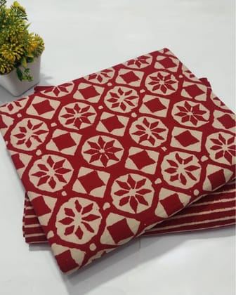 Chaap Vivid Red Pure Cotton Blockprinted Suit (Top & Bottom)