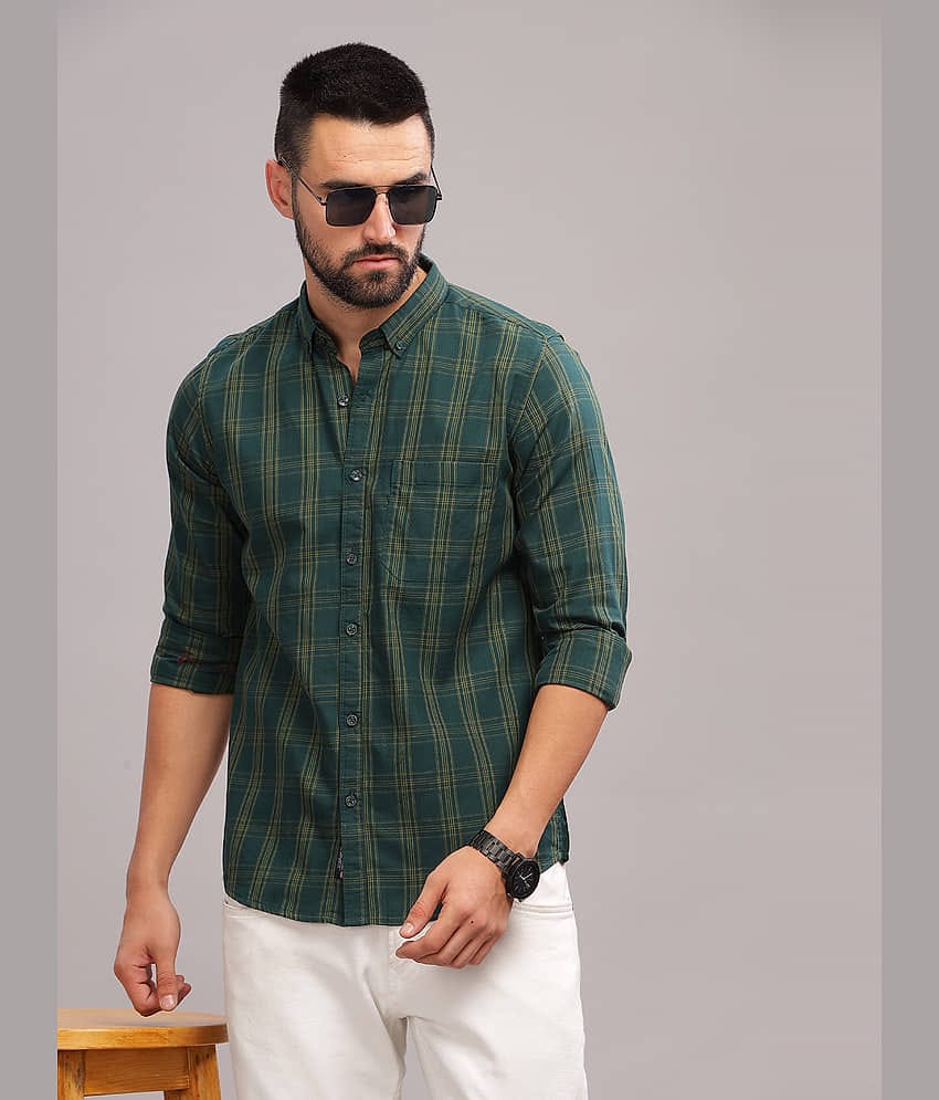 Paul Street 100% Cotton Slim Fit Checks Full Sleeves Men's Casual Shirt - Brown ( Pack of 1 )