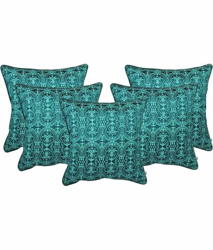 Zubix Blue Polyester Cushion Covers Set Of 5