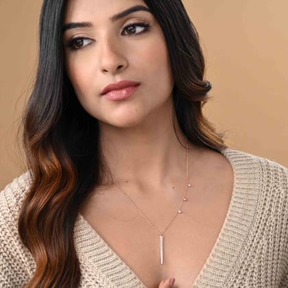 Glitter Bar Pendant Necklace ROSE GOLD