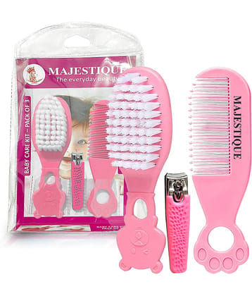 Majestique Baby Hair Brush Comb and Nail Cutter Set for Newborns Hair Grooming Set - 3Pcs/Blue